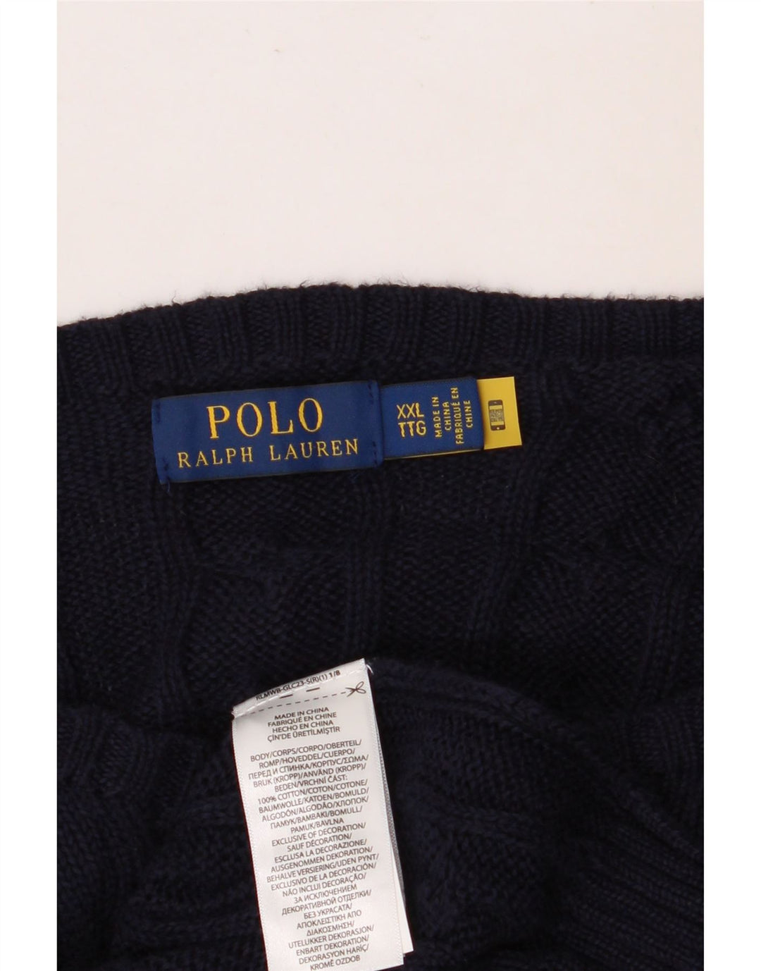 POLO RALPH LAUREN Herren-Pullover mit U-Boot-Ausschnitt, 2XL, marineblaue Baumwolle