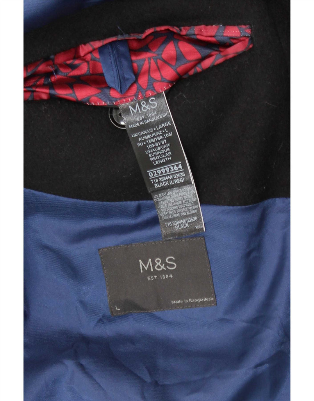 Marks & Spencer Herren-Mantel in normaler Passform, UK 40, Large, Schwarz, Klassisch