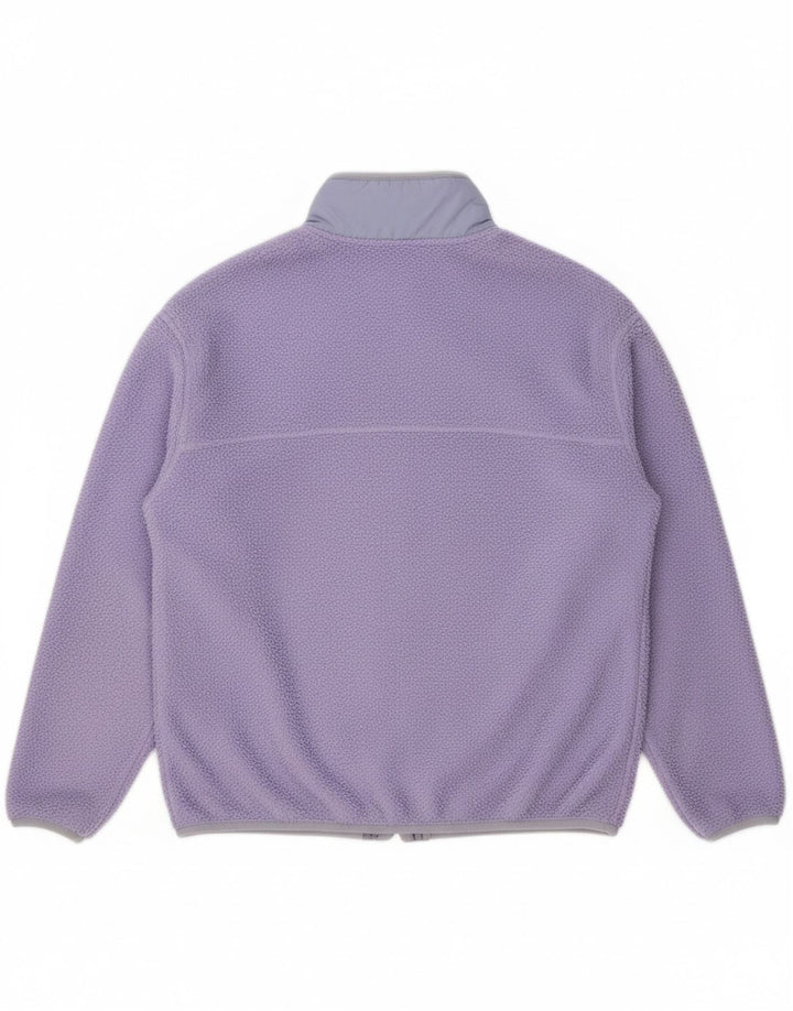 OYSHO Womens Oversized Button Neck Fleece Jumper UK 10 Small Purple