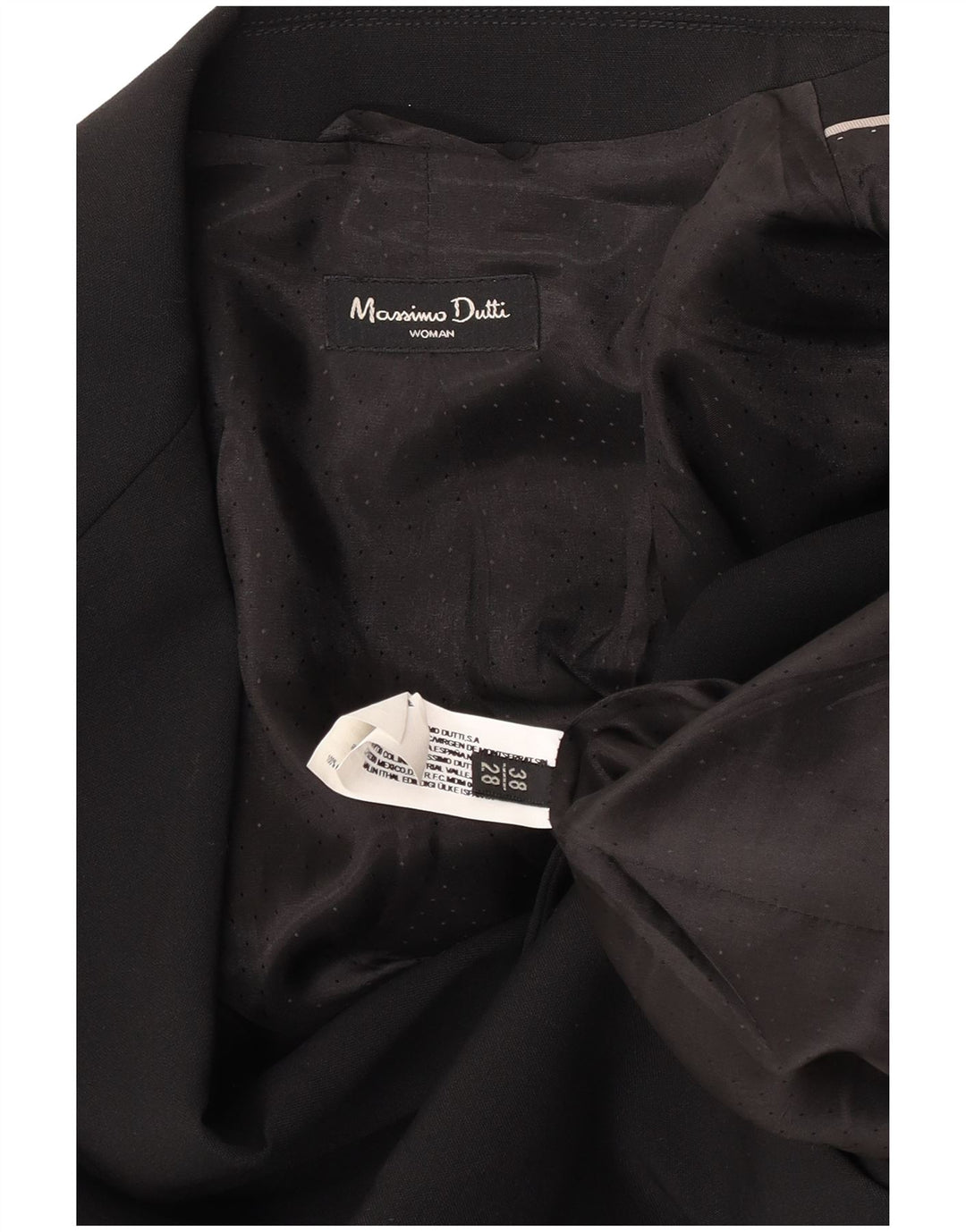 Massimo Dutti Damen-Blazerjacke mit 1 Knopf, EU 38, kleine schwarze Wolle