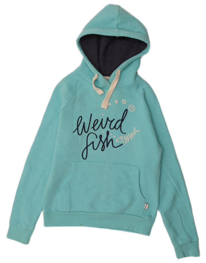 WEIRD FISH Grafik-Kapuzenpullover für Damen, UK 10, Größe S, Türkis, Baumwolle