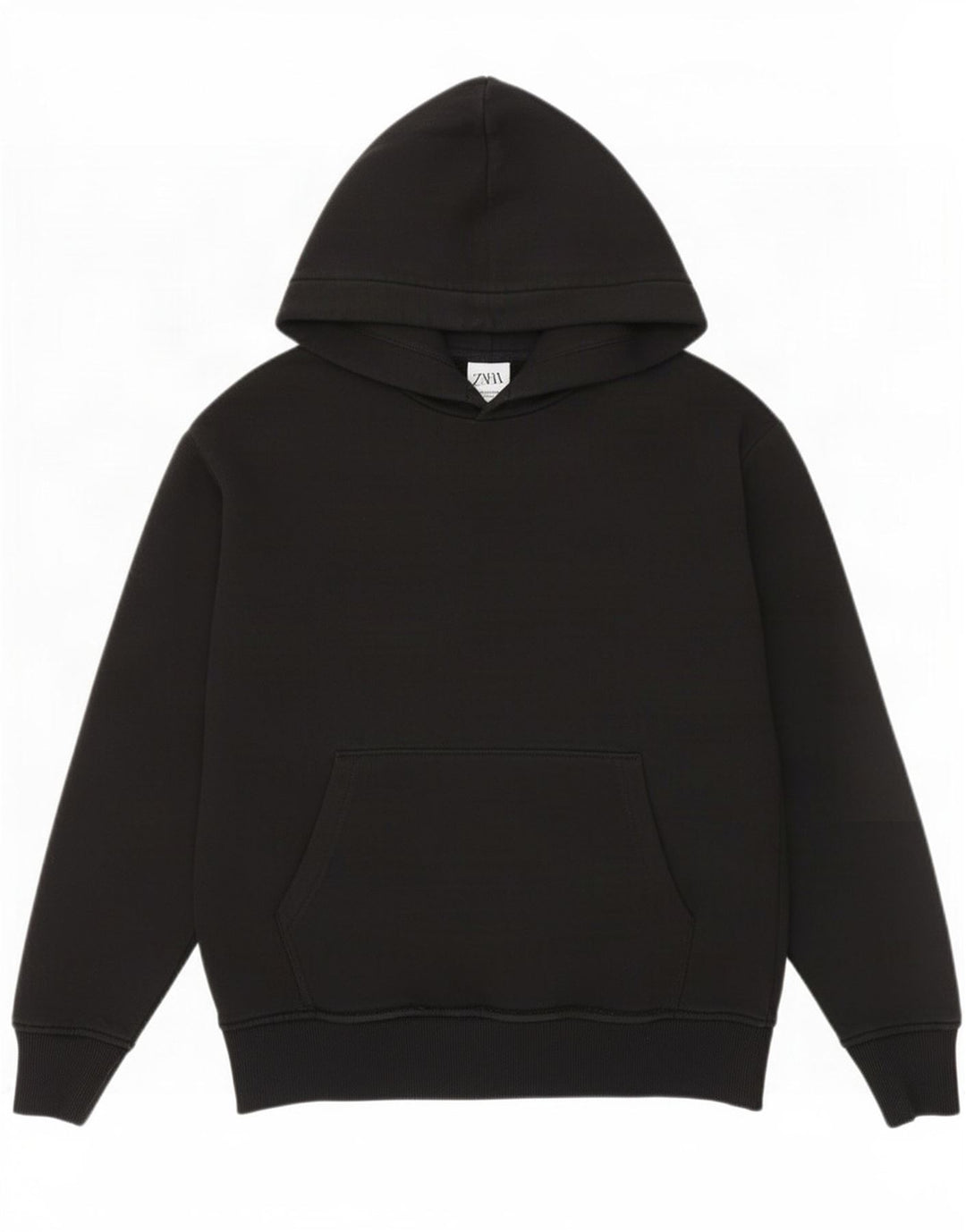 Zara Herren-Hoodie-Pullover aus mittelschwarzer Baumwolle
