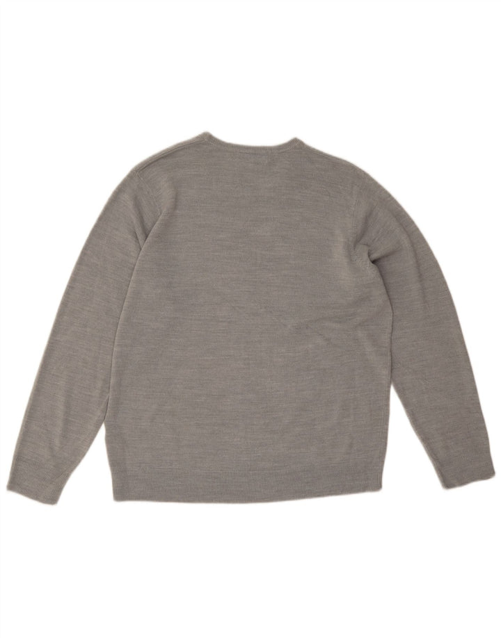 Marks & Spencer Herren-Pullover mit Rundhalsausschnitt, Größe L, Acryl, Grau