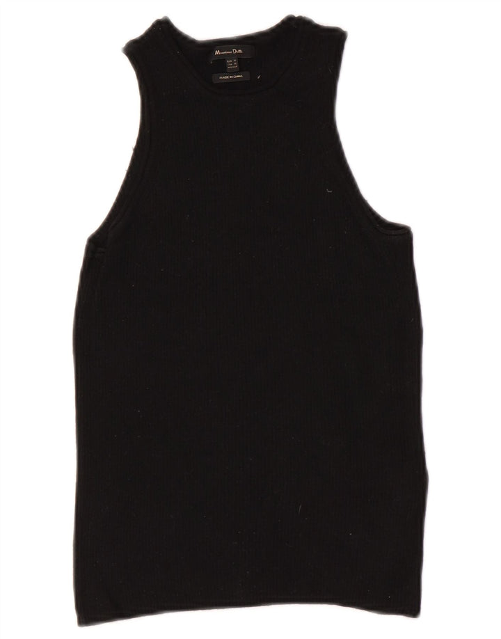 Massimo Dutti Damen Weste Top UK 4 XS Schwarze Wolle