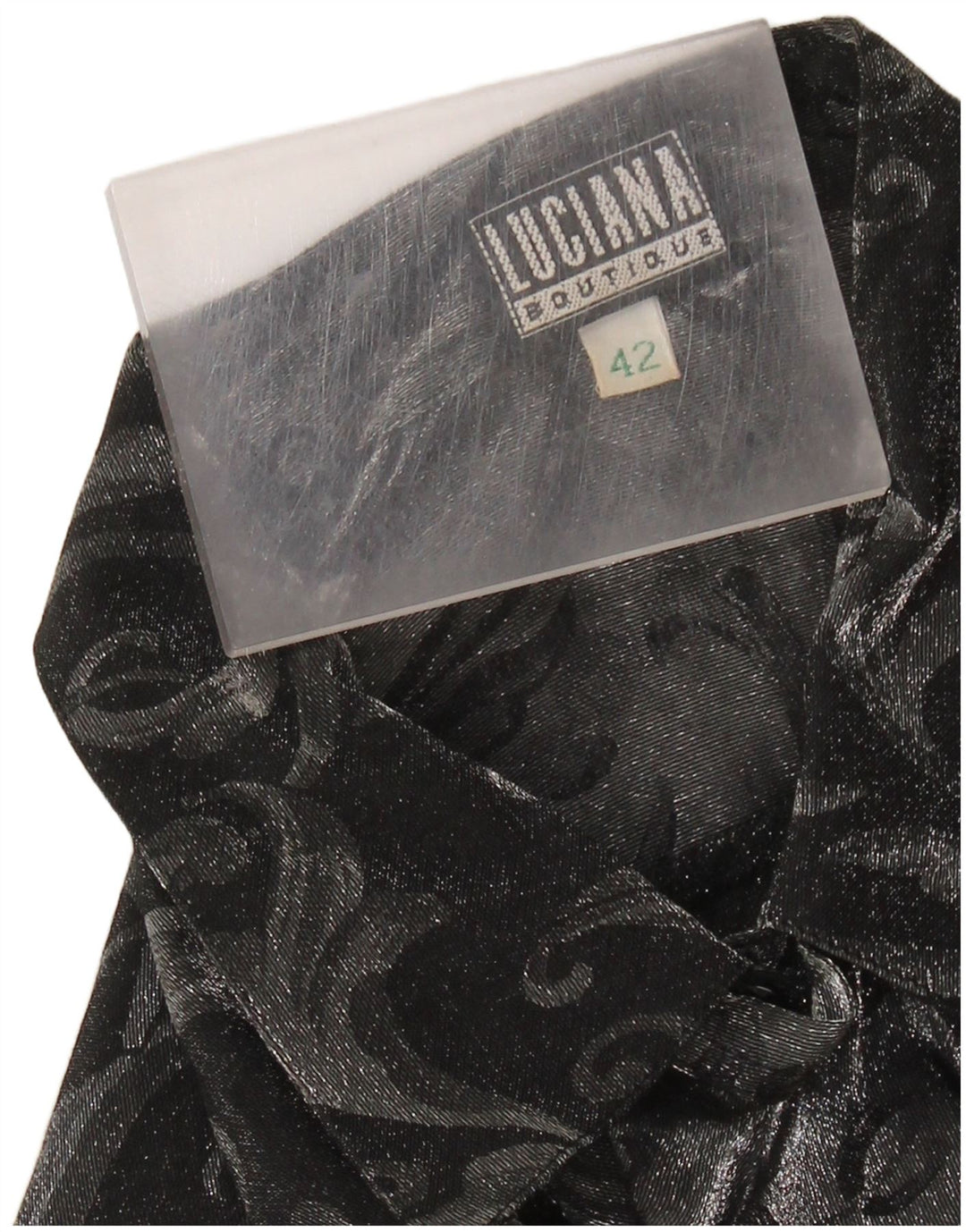 LUCIANA Damen Hemdbluse mit Rüschen vorne IT 42 Mittelgrau Paisley