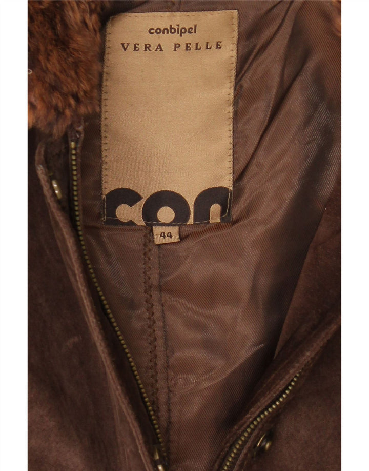 Conbipel Damen-Windbreakerjacke aus Wildleder mit Kapuze, UK 14, mittelbraunes Leder