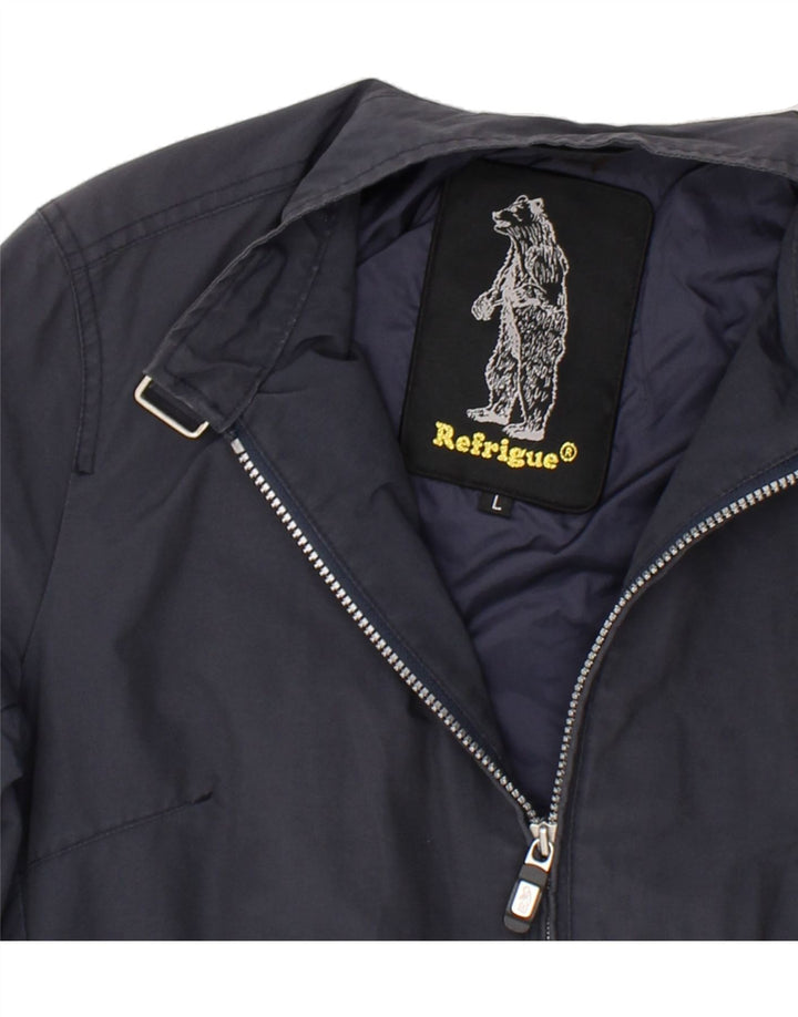 REFRIGUE Boys Bomber Jacket 11-12 Years Large Navy Blue Nylon Vintage Refrigue and Second-Hand Refrigue from Messina Hembry 