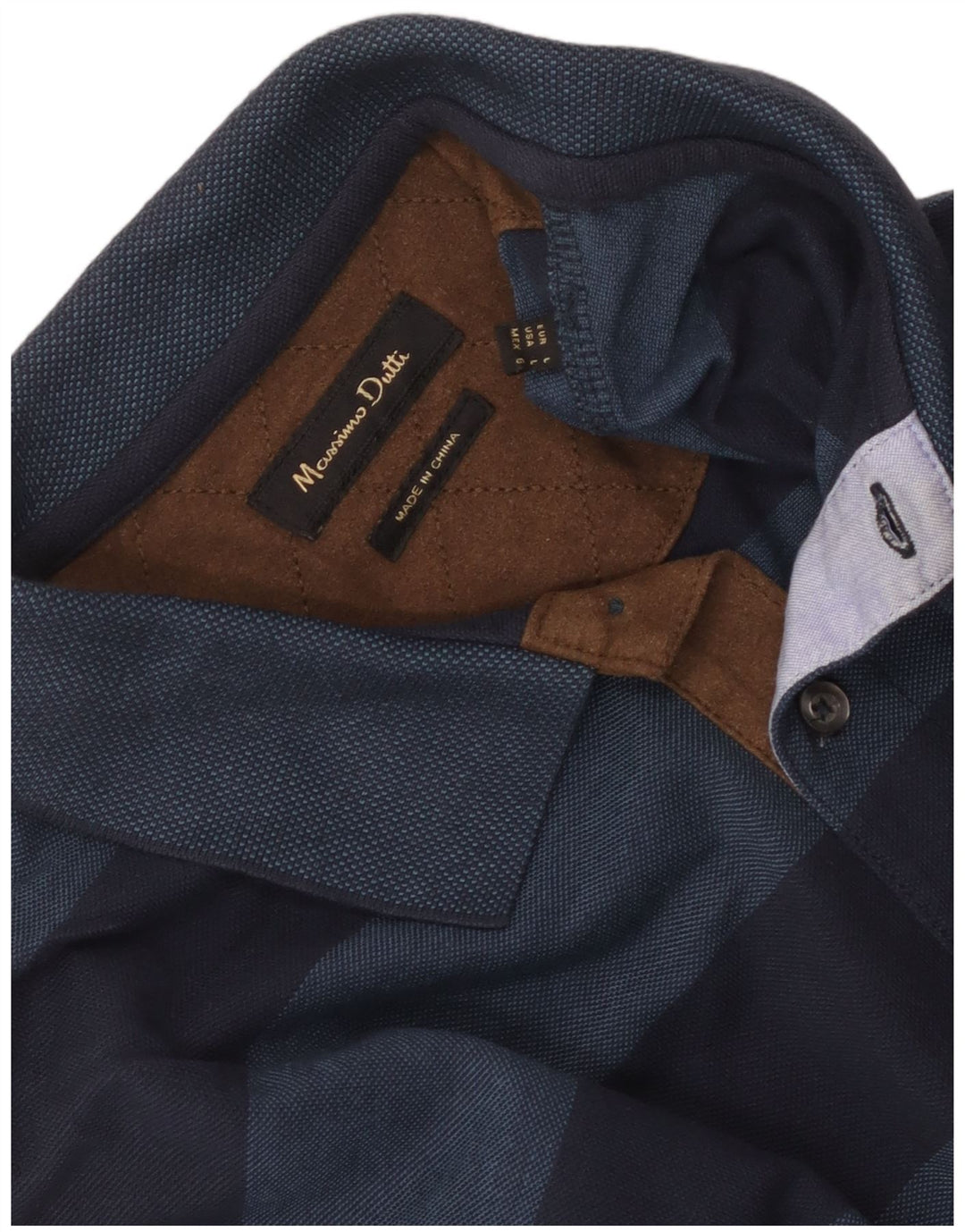 Massimo Dutti Herren-Langarm-Poloshirt, groß, Marineblau gestreift