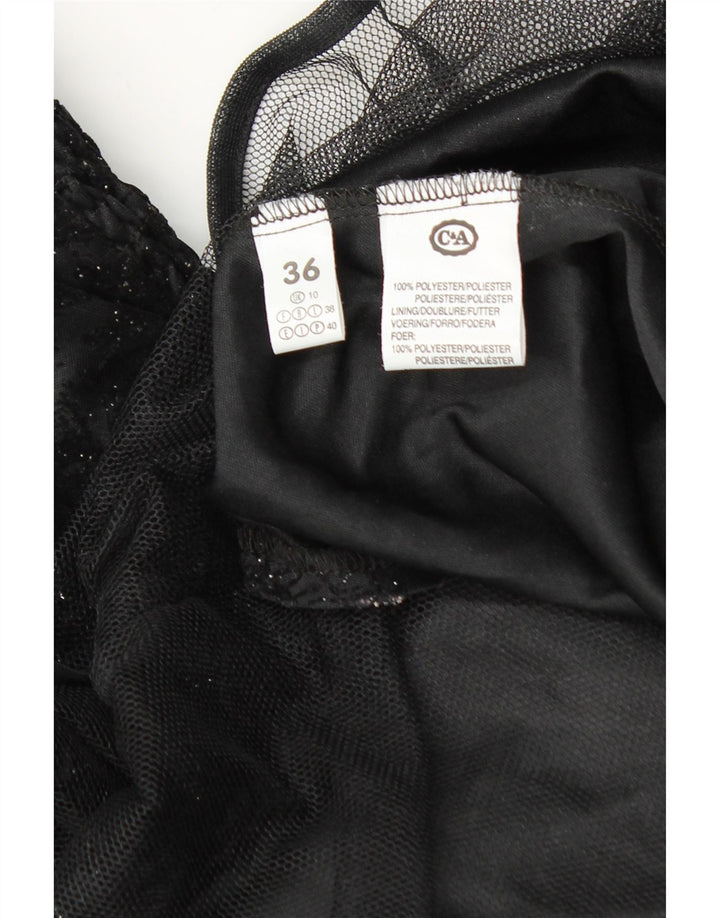 C & A Ärmelloses Maxikleid für Damen, EU 36, S, Schwarz, Blumenmuster, Polyester