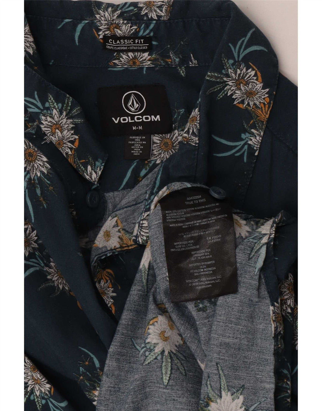 Volcom Herren-Kurzarmhemd mit klassischer Passform, mittelblaue Baumwolle mit Blumenmuster