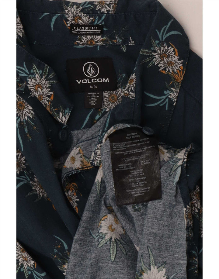 Volcom Herren-Kurzarmhemd mit klassischer Passform, mittelblaue Baumwolle mit Blumenmuster