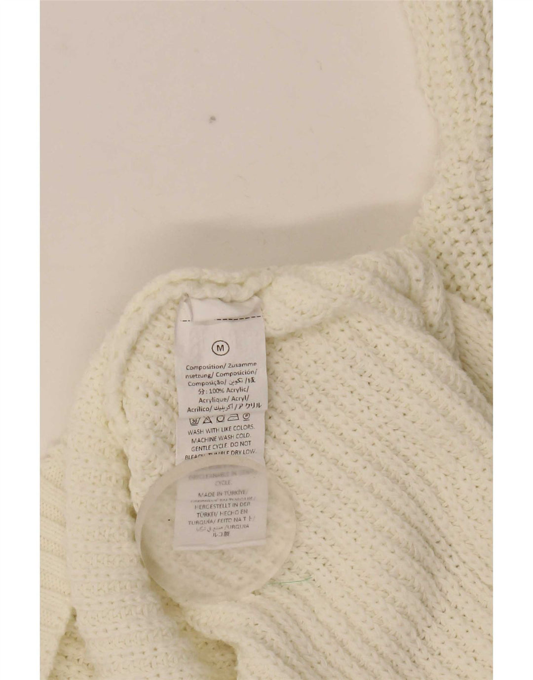 Vintage Damen Übergroßer Pullover mit U-Boot-Ausschnitt, UK 14, Mittelweiß