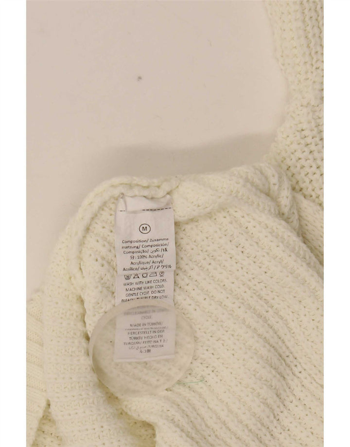 Vintage Damen Übergroßer Pullover mit U-Boot-Ausschnitt, UK 14, Mittelweiß