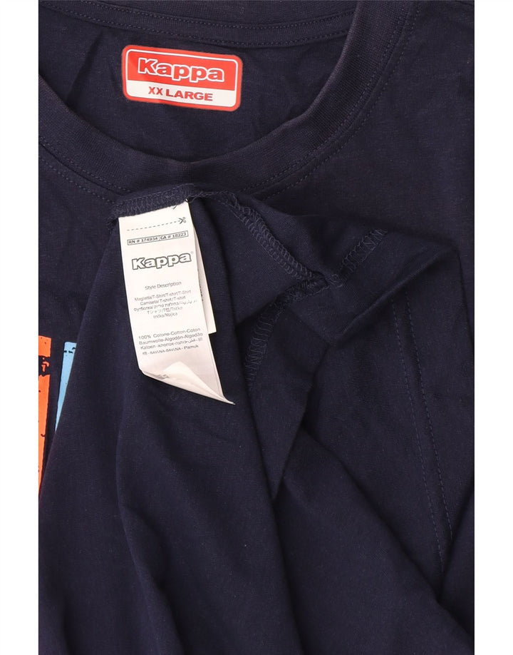 Kappa Herren Grafik-Weste Top 2XL Marineblau Baumwolle