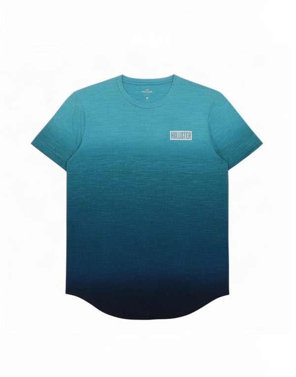 Hollister Herren-T-Shirt mit Grafik, mittelblau gesprenkelte Baumwolle