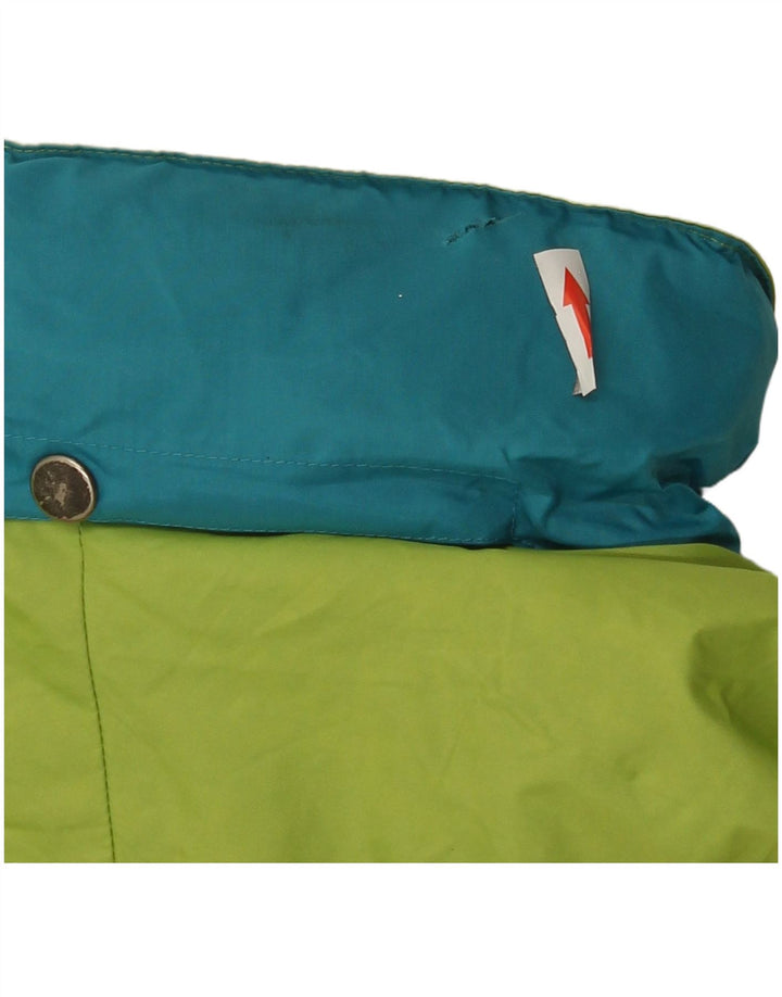 Vintage Damen Regenjacke mit Kapuze UK 16 Großes grünes Colourblock-Polyamid