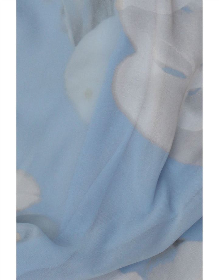 Ärmelloses Zeltkleid für Damen von Calvin Klein, US 12, großes blaues Blumenmuster aus Polyester