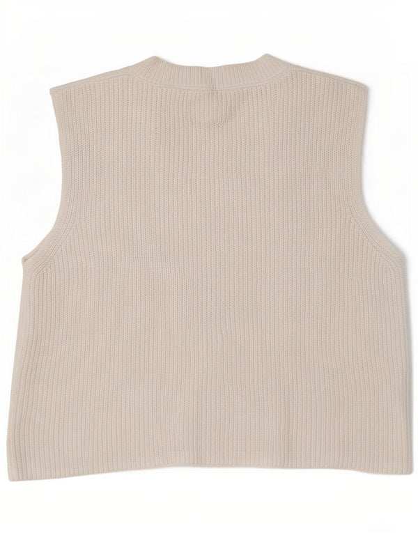 Zara Damen Crop Vest Tank Top UK 14 Large Weiße Baumwolle