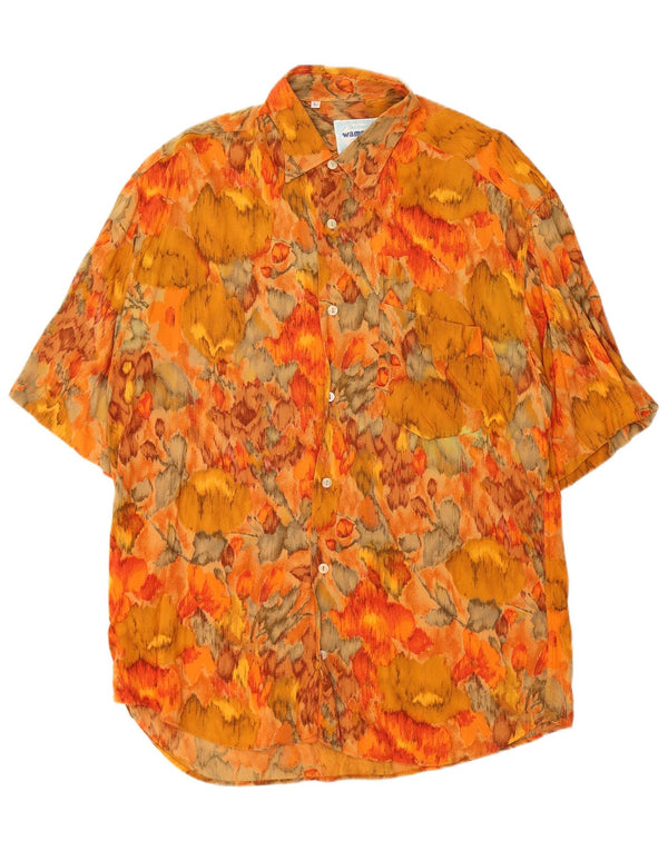 Wampum Herren Kurzarmhemd Large Orange Floral