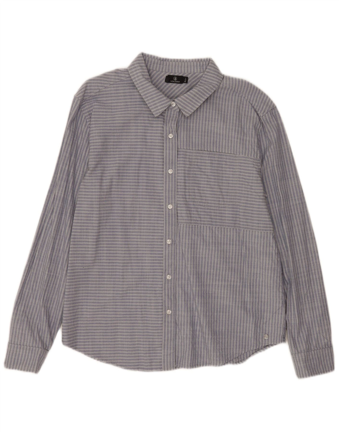 Volcom Damen-Hemd UK 14, groß, blau gestreift, Baumwolle