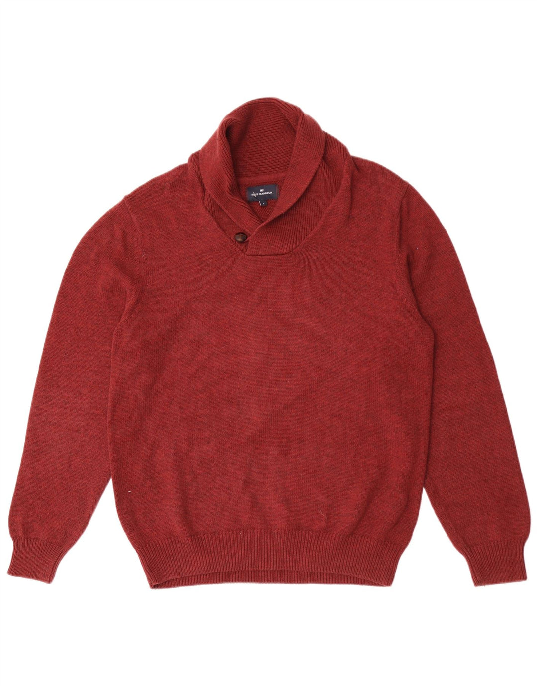 Marks & Spencer Herren Blauer Harbor-Pullover mit Schalkragen, Größe L, Rot