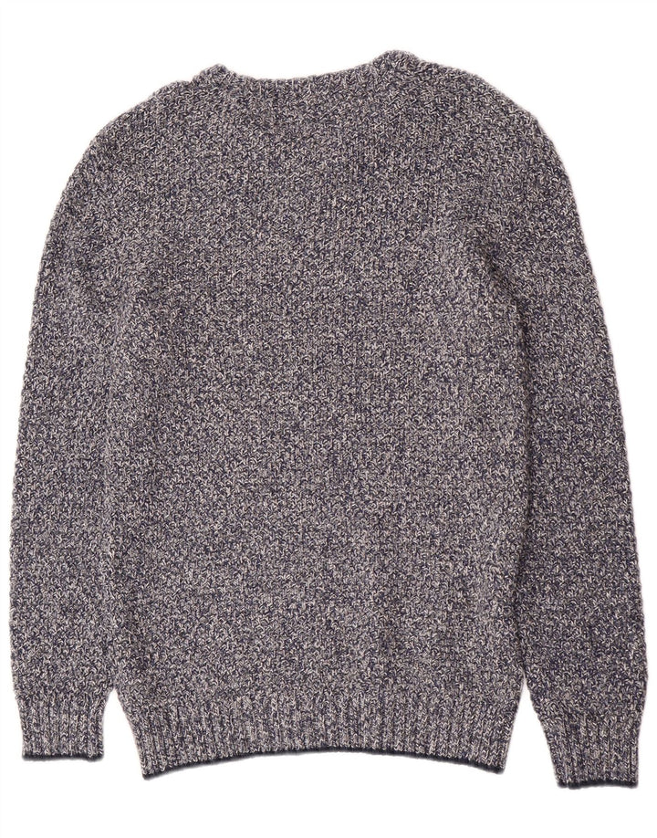 Fat Face Herren-Pullover mit Rundhalsausschnitt, mittelblau gefleckte Baumwolle