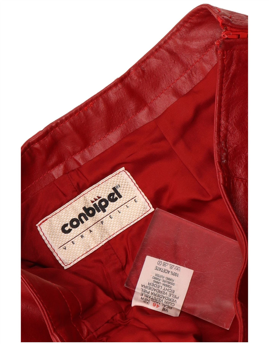 Conbipel Damen Flare-Lederhose IT 46 Large W30 L30 Rotes Leder