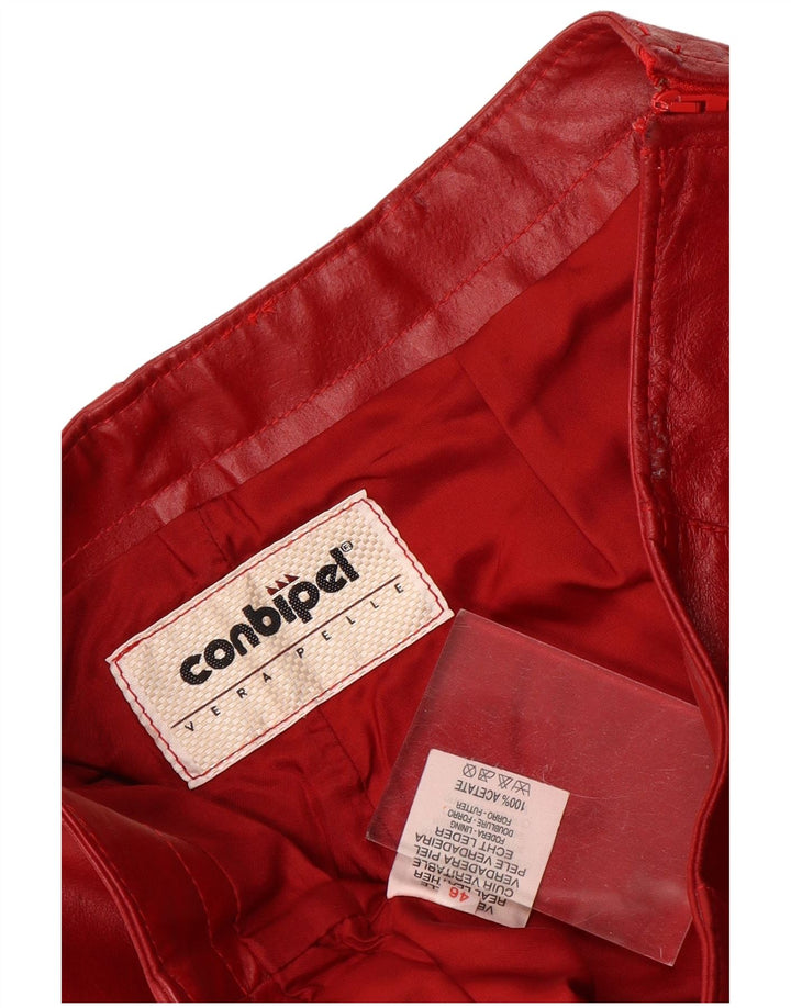 Conbipel Damen Flare-Lederhose IT 46 Large W30 L30 Rotes Leder