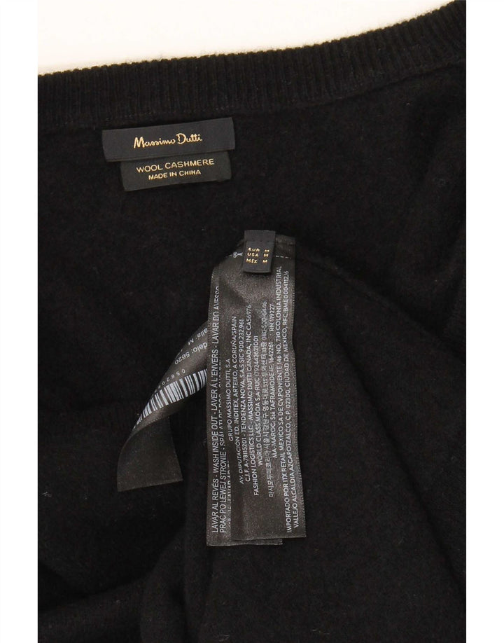 Massimo Dutti Damen-Pullover mit V-Ausschnitt, UK 14, mittelschwarze Wolle