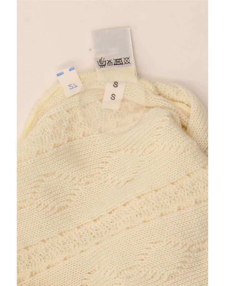 Vintage Herren Rundhalspullover Pullover Small Beige