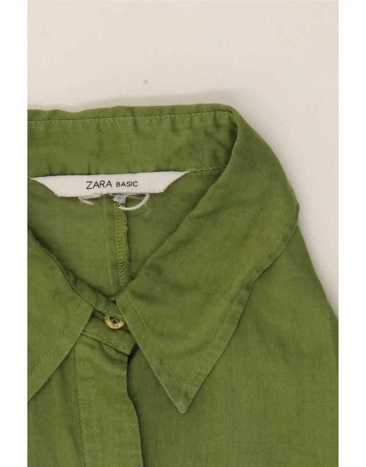 Zara Damen 3/4-Ärmel-Hemd UK 10 Small Grün