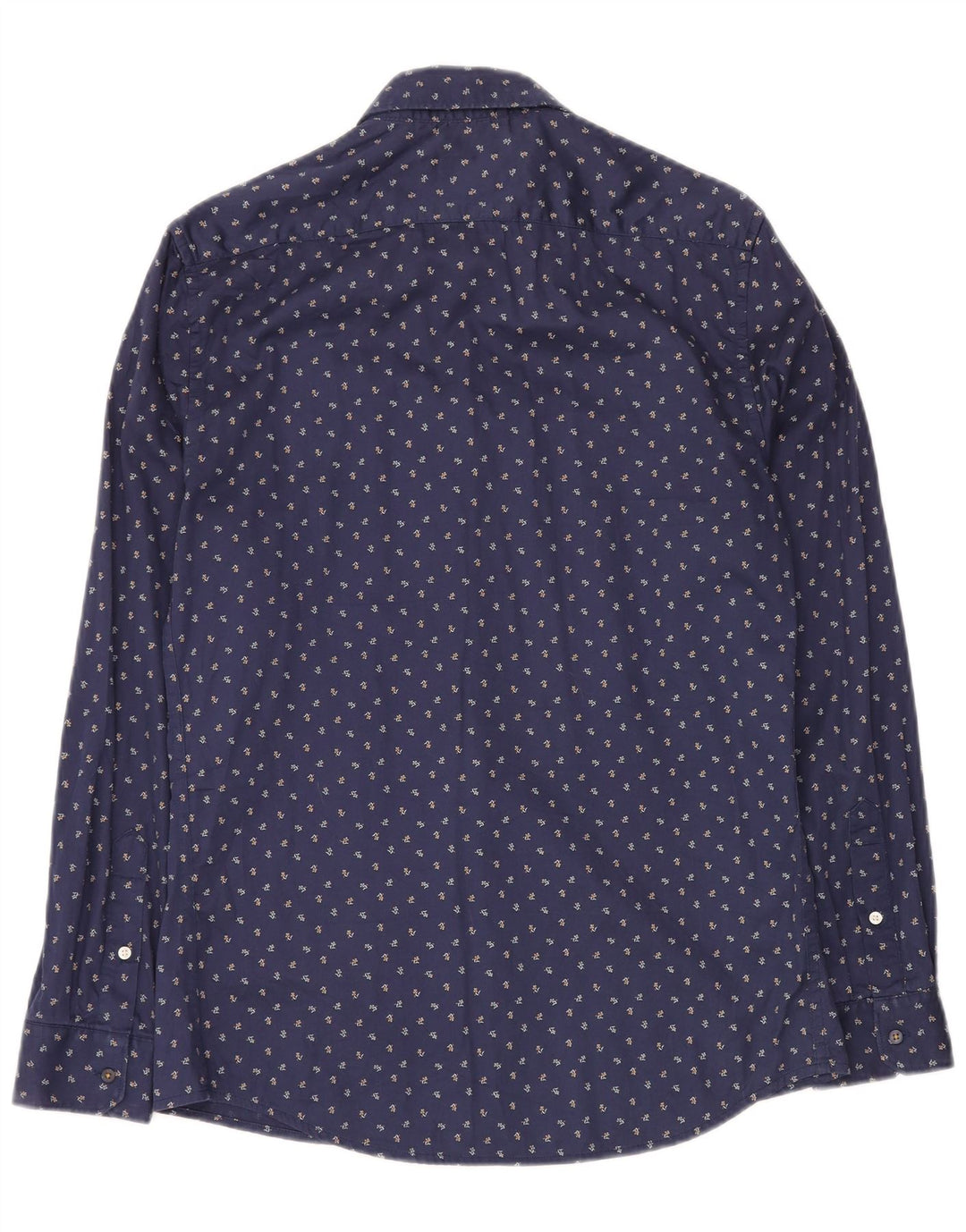 ZARA Herren-Slim-Fit-Hemd, mittleres Marineblau mit Blumenmuster