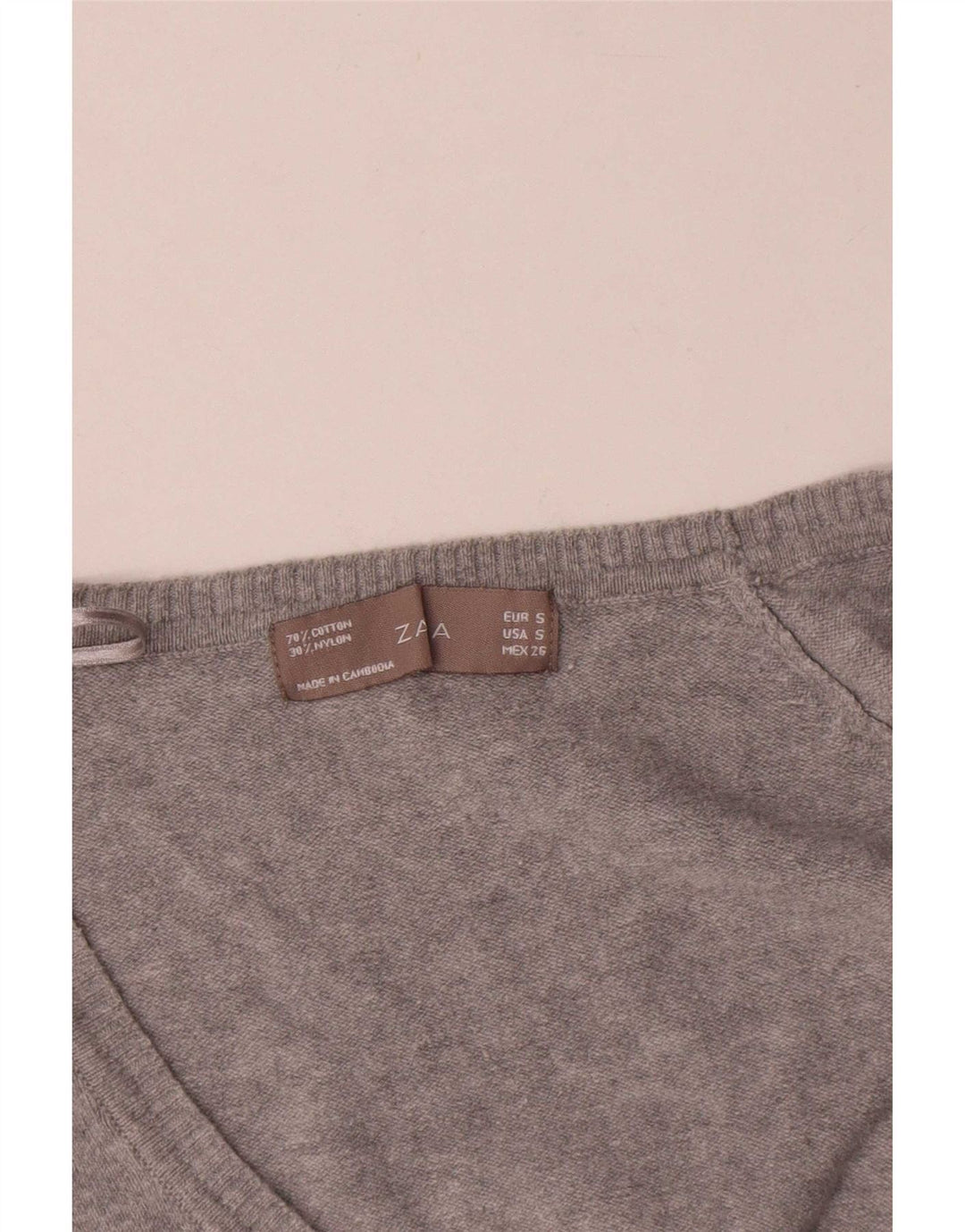 Zara Damen-Cardigan-Pullover UK 10 Small Graue Baumwolle