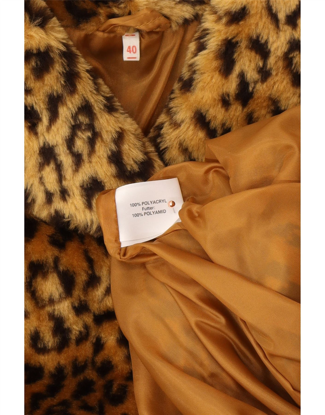 VINTAGE Damen Übergroßer Kunstpelzmantel EU 40 Mittelbrauner Tierdruck