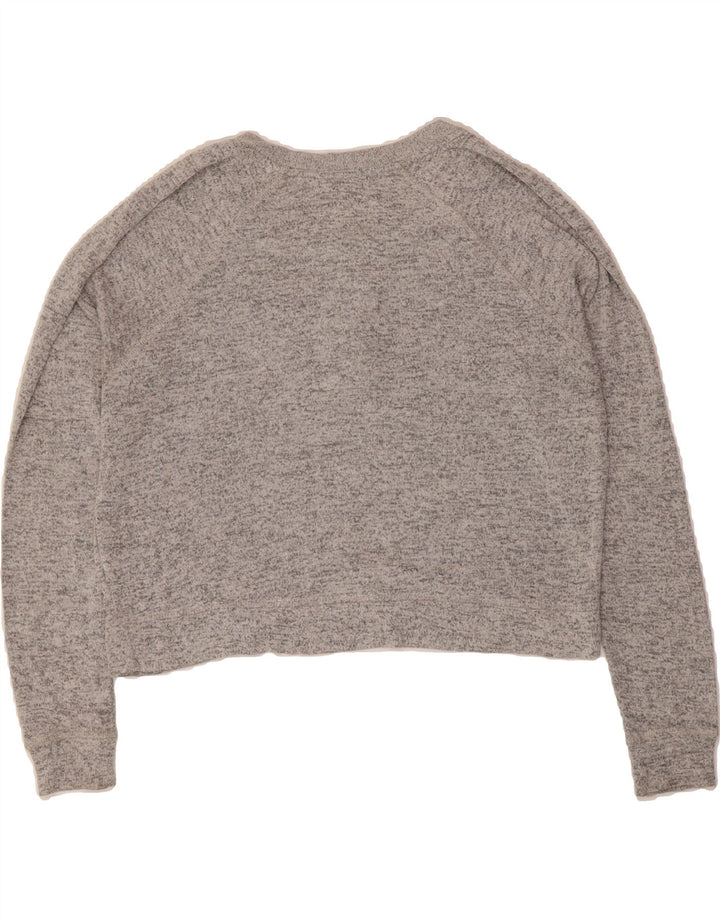 ROXY Womens Oversized Crop Sweatshirt Jumper UK 10 Small Grey Viscose Vintage Roxy and Second-Hand Roxy from Messina Hembry 