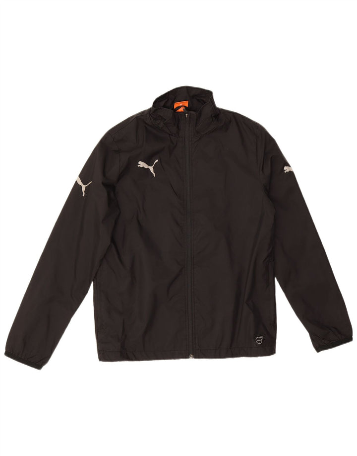 Puma Jungen-Windbreakerjacke mit Reißverschluss, 13–14 Jahre, schwarzes Nylon