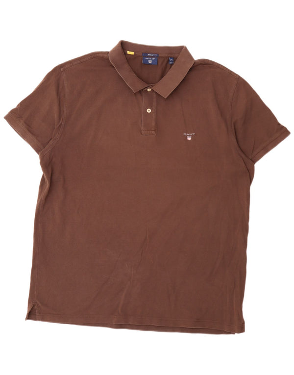 Gant Herren-Poloshirt mit normaler Passform, 3XL, braune Baumwolle