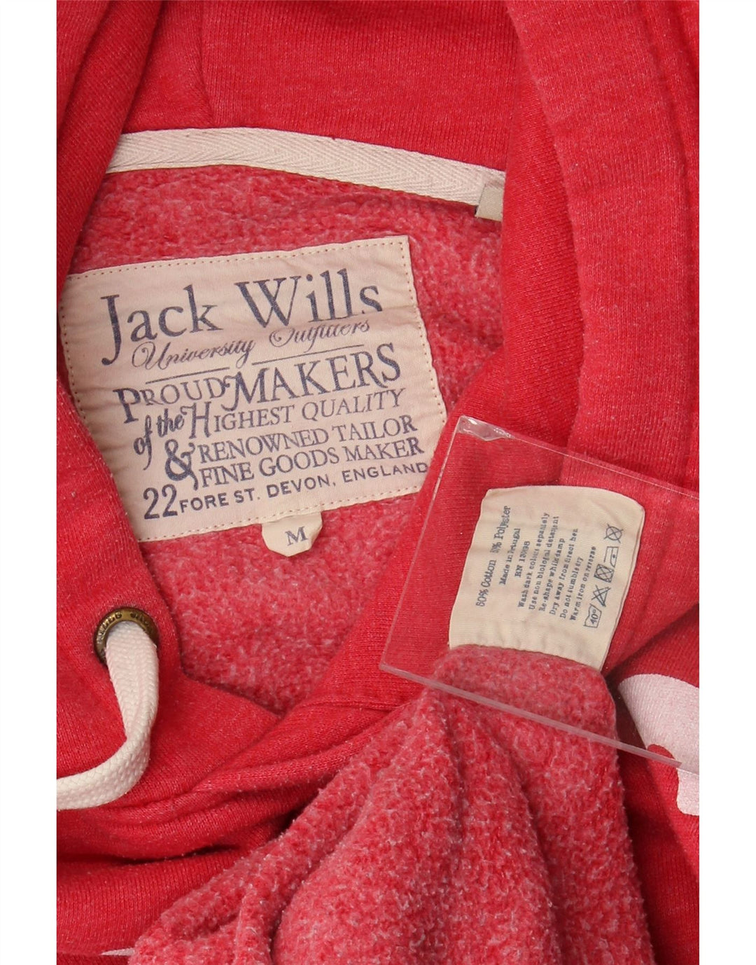 Jack Wills Herren-Kapuzenpullover mit Grafik, Mittelrosa, Baumwolle