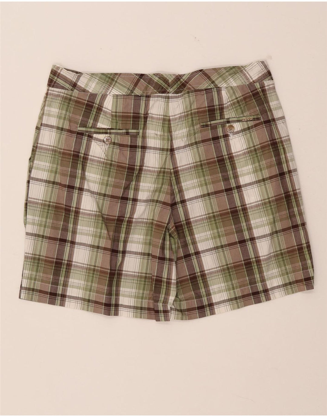 IZOD Damen Chino-Shorts US 8 Medium W32 Khaki Check Baumwolle