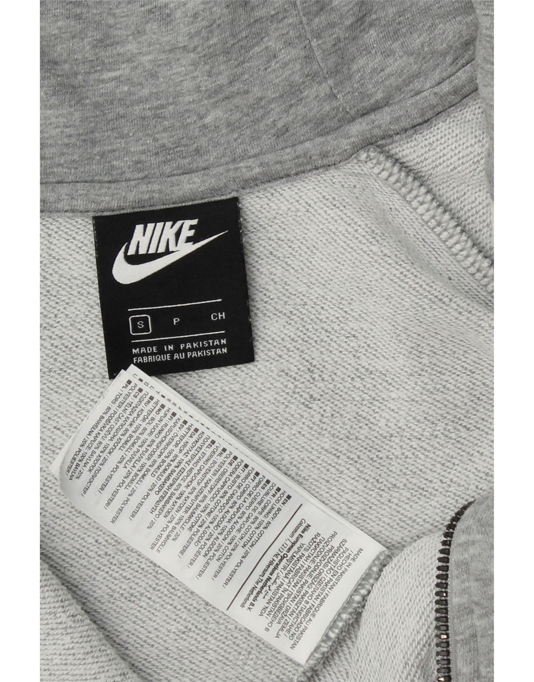 NIKE Womens Oversized Zip Hoodie Sweater UK 10 Small Grey Cotton Vintage Nike and Second-Hand Nike from Messina Hembry 