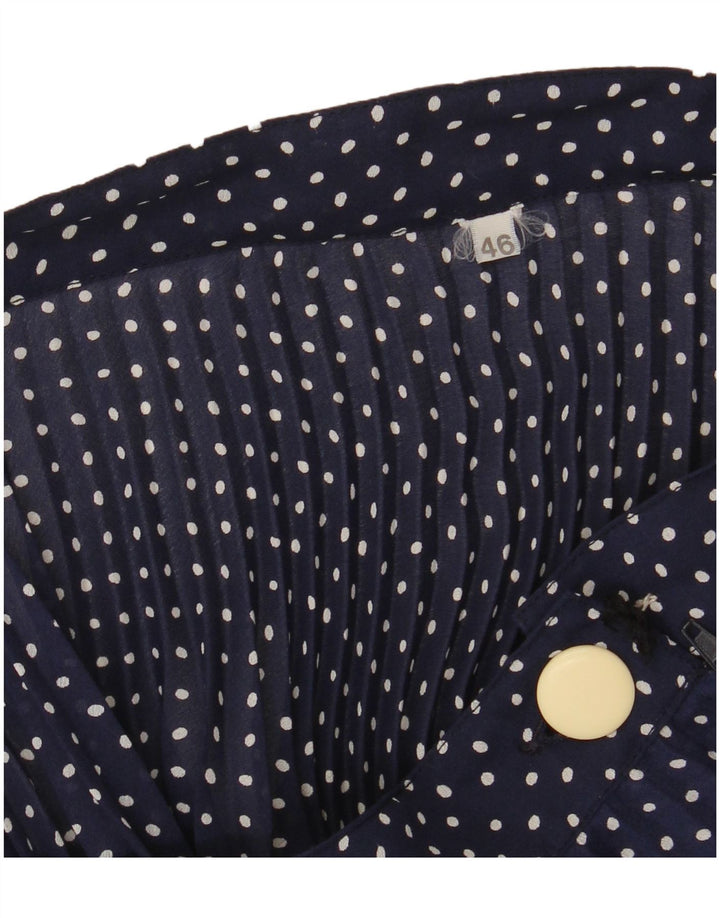 VINTAGE Damen ausgestellter Rock IT 46 Groß W30 Marineblau gepunktet