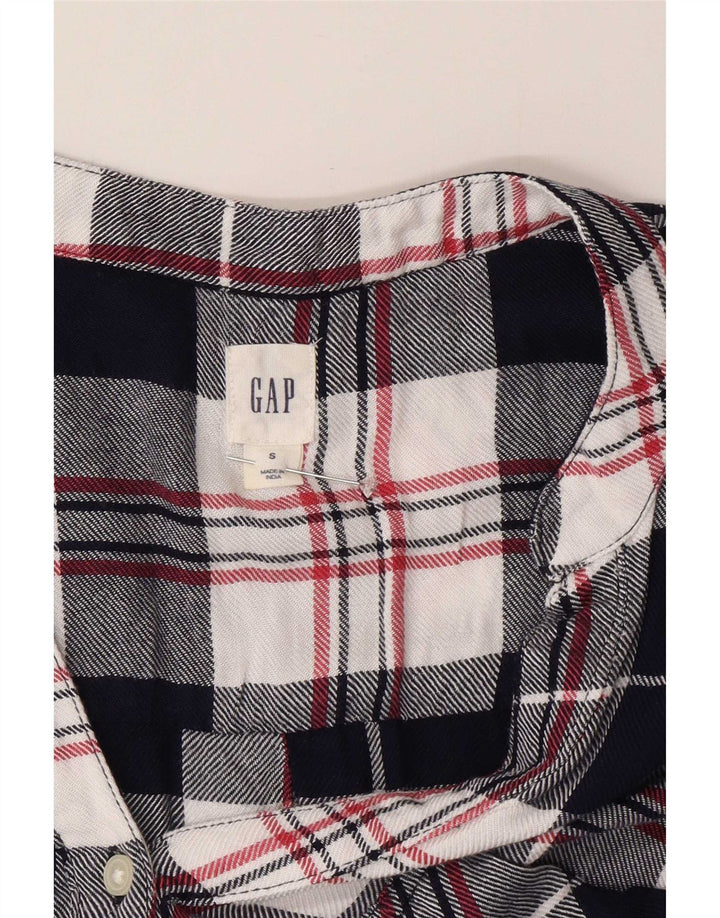 Gap Damen-Kurzarm-Pullover-Hemd, Gr. 10, Größe S, schwarz, kariert, Viskose