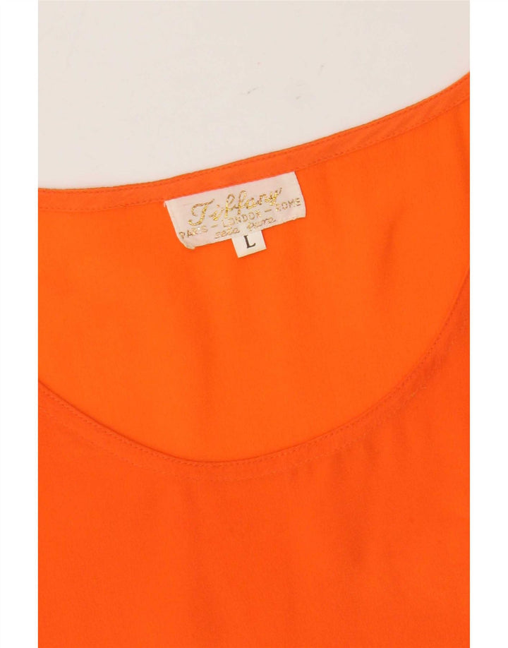Tiffany Ärmelloses Damen-Blusenoberteil, UK-Größe 46, große orangefarbene Seide