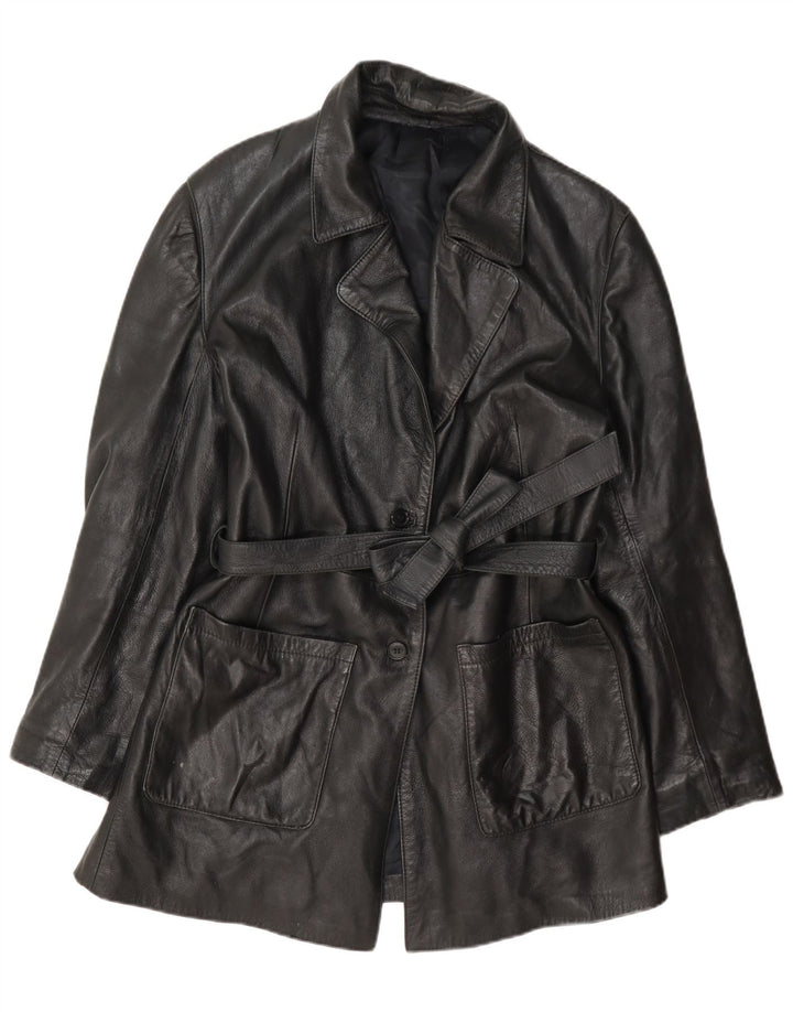 Vintage Damen Lederjacke UK 12 Medium Schwarz