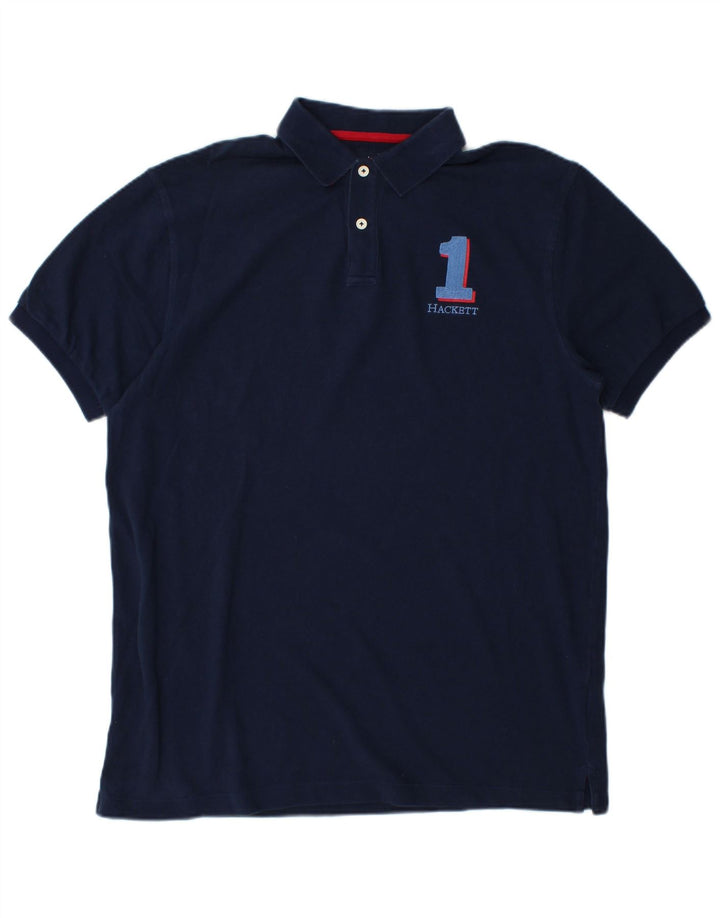 HACKETT Herren-Poloshirt mit klassischer Passform und Grafik, groß, marineblau, Baumwolle