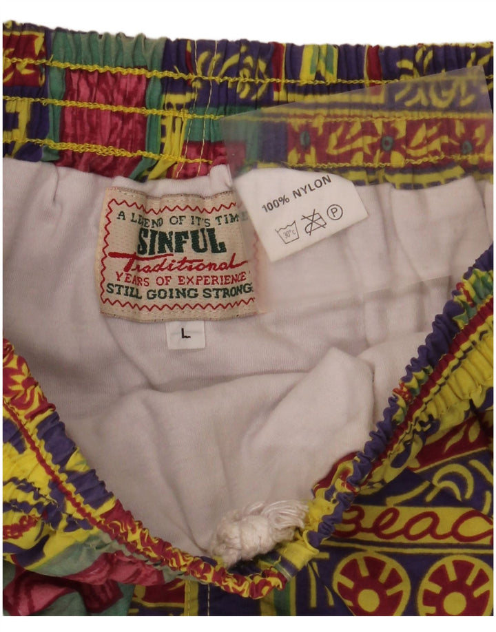 Sinful Herren-Sportshorts mit Grafik, groß, mehrfarbig, Patchwork, hawaiianisch