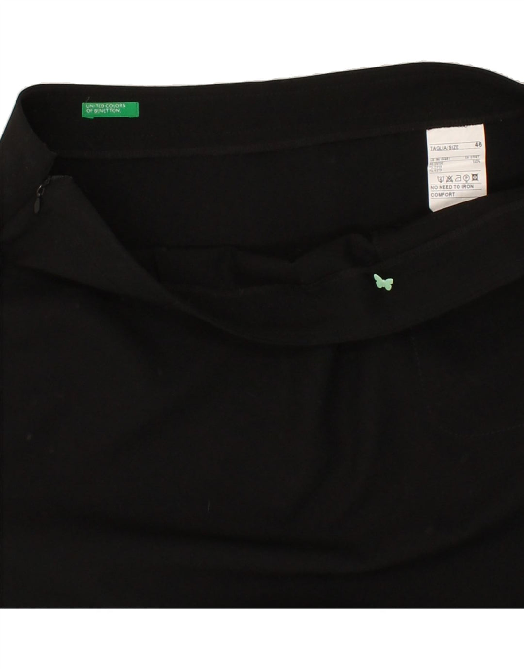 BENETTON Womens Straight Skirt IT 46 Large W32 Black Polyester Vintage Benetton and Second-Hand Benetton from Messina Hembry 