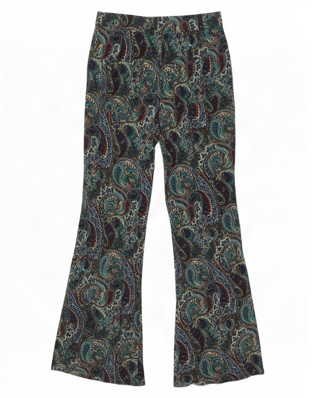 Zara Damen-Flare-Freizeithose, Größe M, W28, L32, mehrfarbig, Paisleymuster
