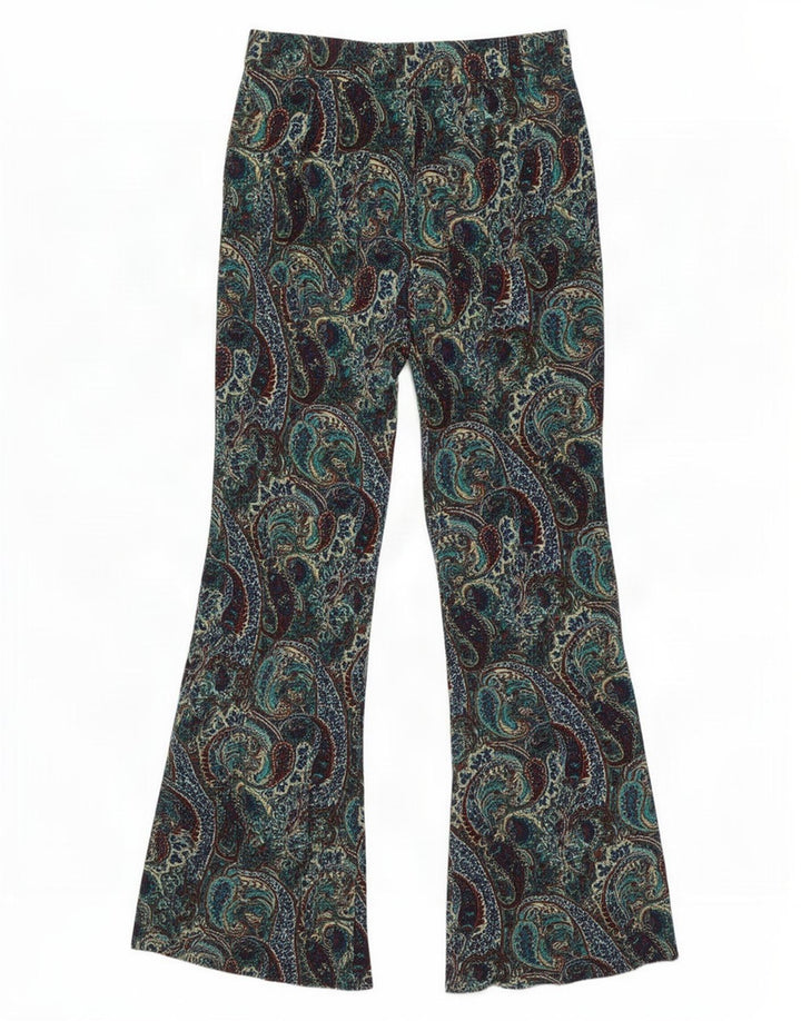 Zara Damen-Flare-Freizeithose, Größe M, W28, L32, mehrfarbig, Paisleymuster