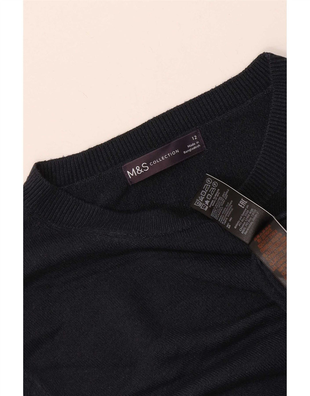 Marks & Spencer Damen-Pullover mit Rundhalsausschnitt, Gr. 12, mittleres Marineblau